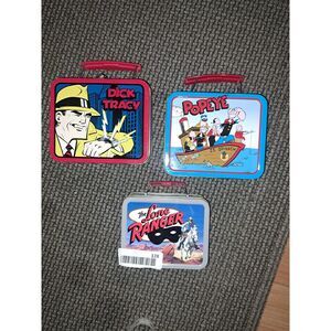 3 Vintage NEW Never Used  Minature lunch boxes - Popeye-Dick Tracy & Lone Ranger